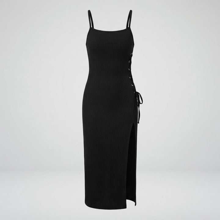 Lucilla | Women Ribbed Halter Slit Maxi Dress