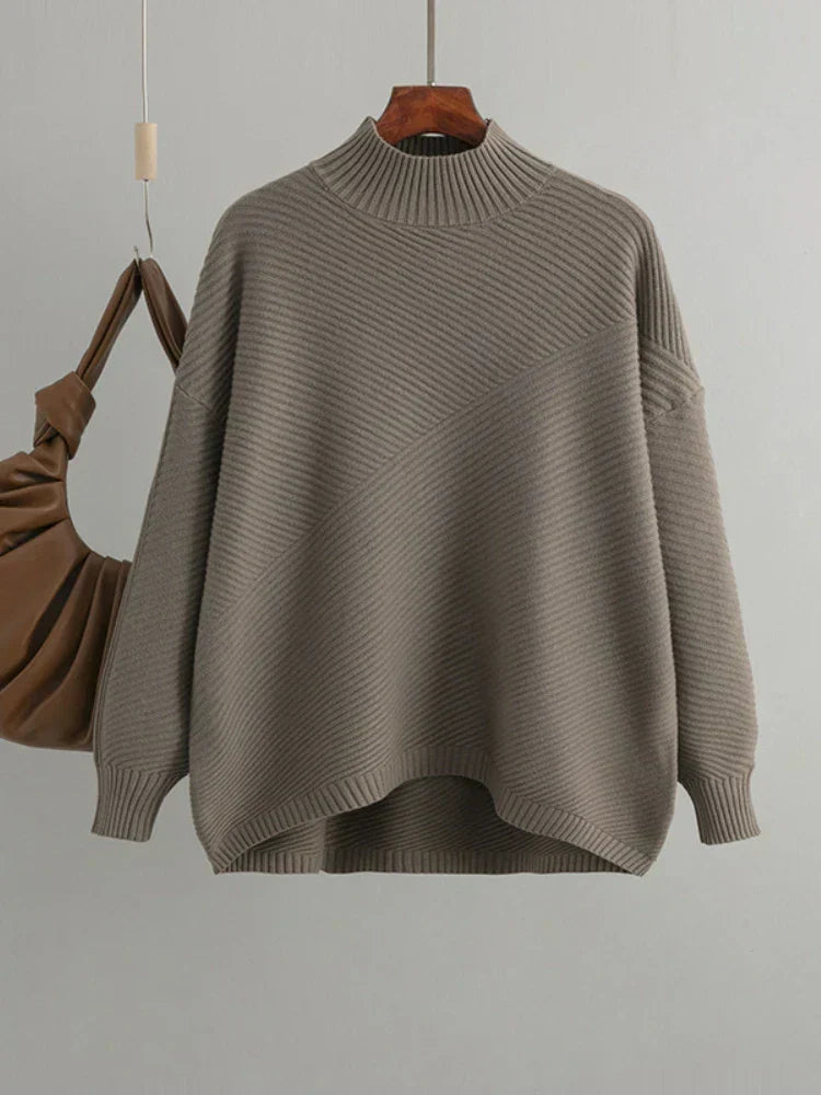 Payson | Women's Funnel Neck Ribbed Drop Shoulder Oversized Sweater