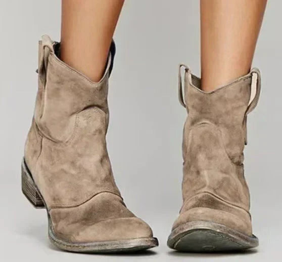 Clementine | Women's Suede Block Heel Side Zip Chelsea Boots
