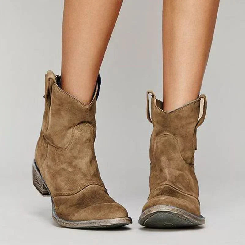 Clementine | Women's Suede Block Heel Side Zip Chelsea Boots