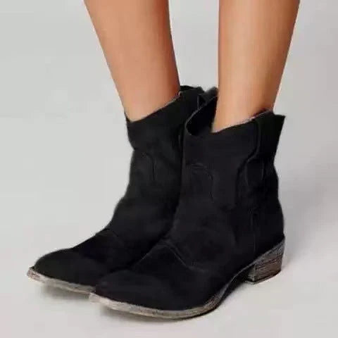 Clementine | Women's Suede Block Heel Side Zip Chelsea Boots