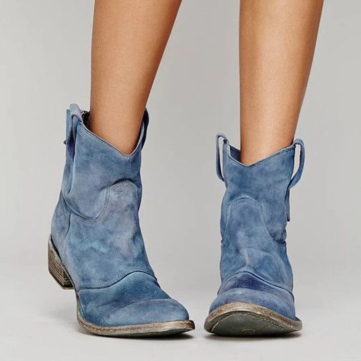 Clementine | Women's Suede Block Heel Side Zip Chelsea Boots