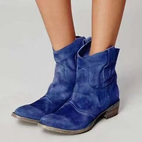 Clementine | Women's Suede Block Heel Side Zip Chelsea Boots
