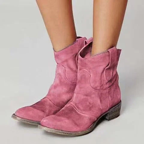 Clementine | Women's Suede Block Heel Side Zip Chelsea Boots
