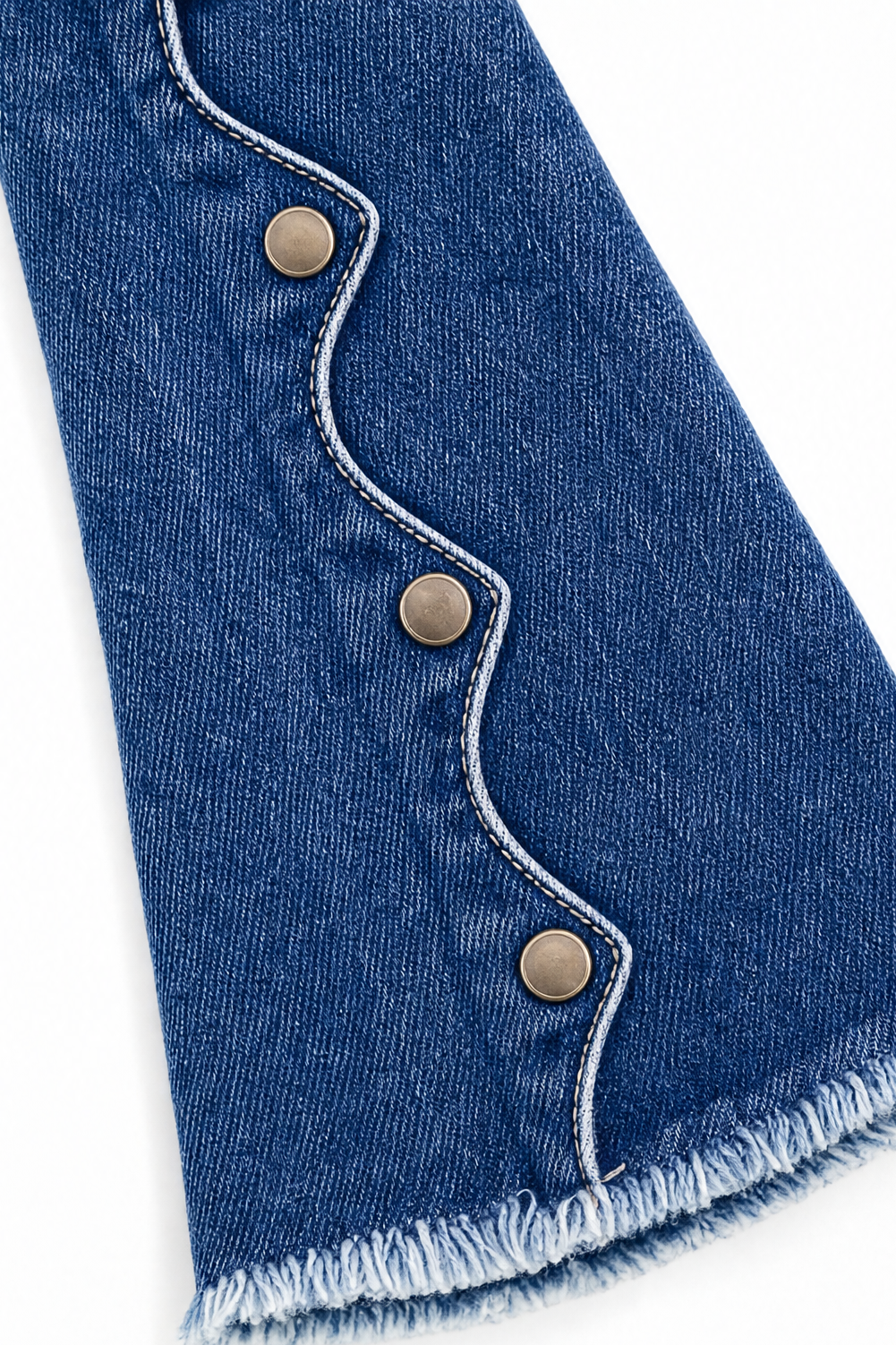 Aelfgifu | Women Snap Flare High Waisted Blue Jeans