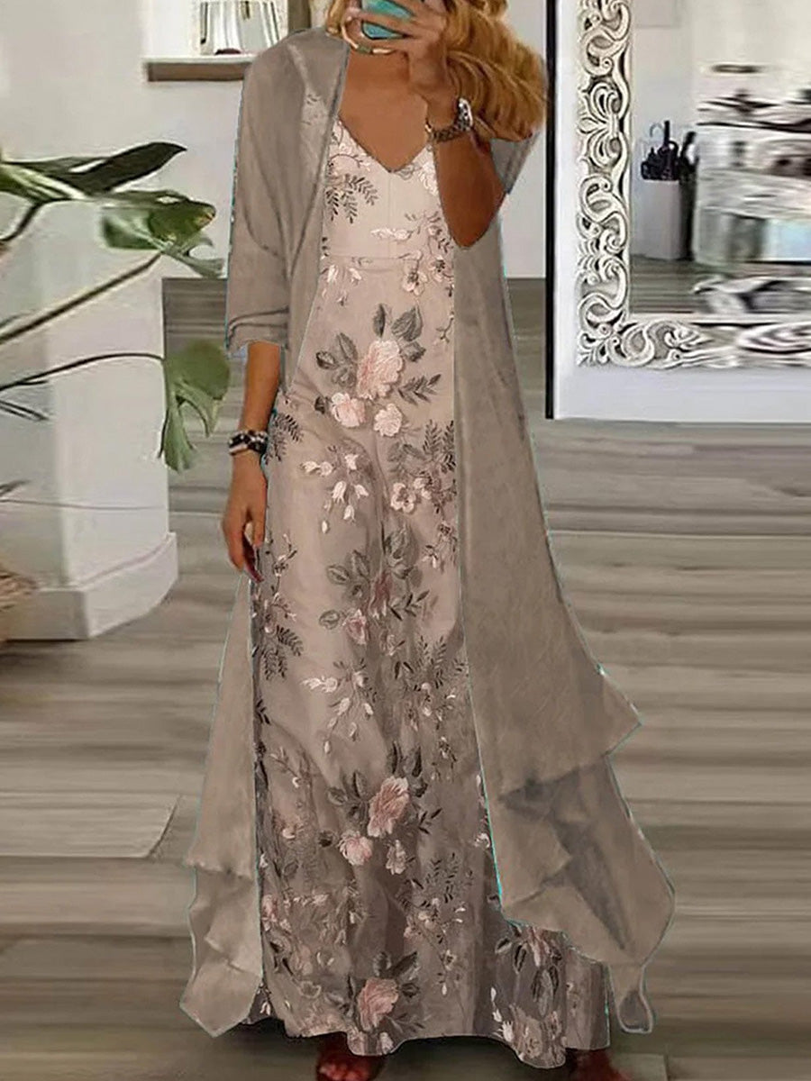 Genevieve | Women's Khaki Two Piece Mother of the Bride Dress