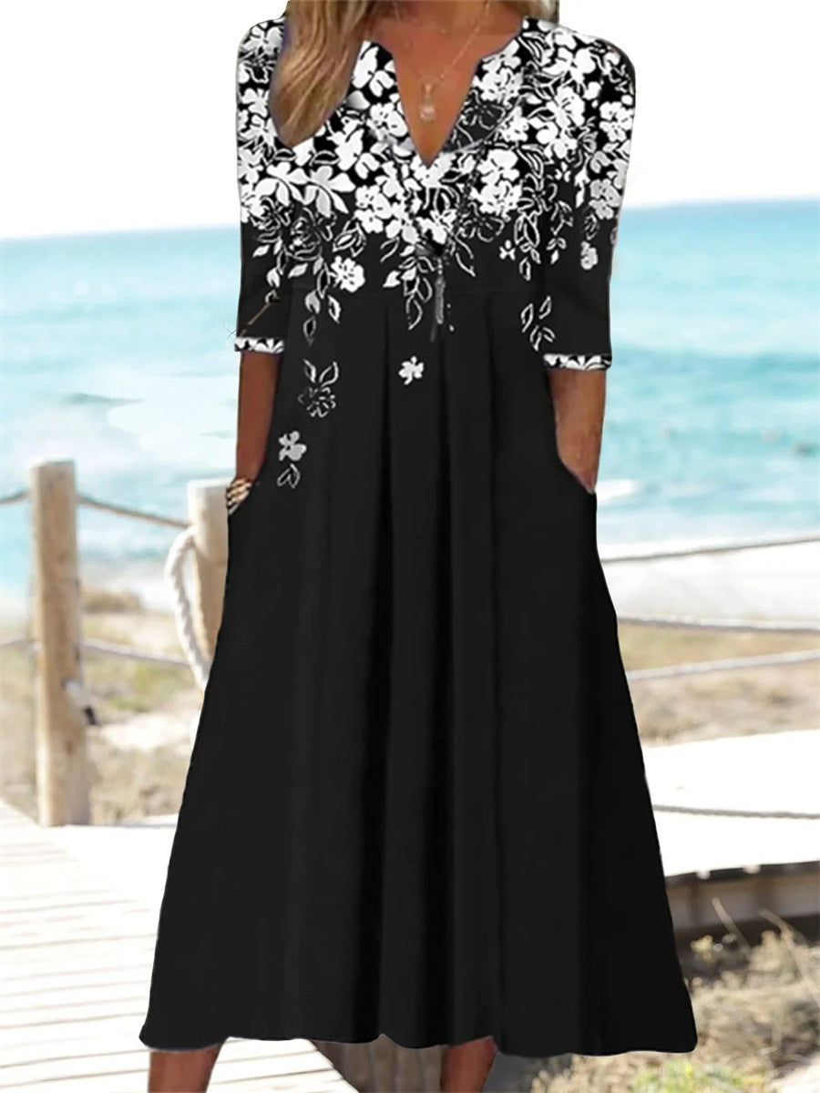 Jade | Women's V Neck Loose Floral Dress
