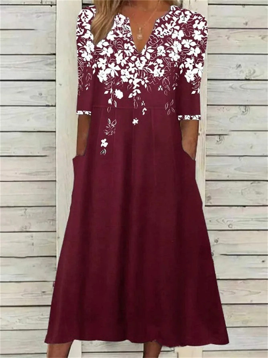 Jade | Women's V Neck Loose Floral Dress