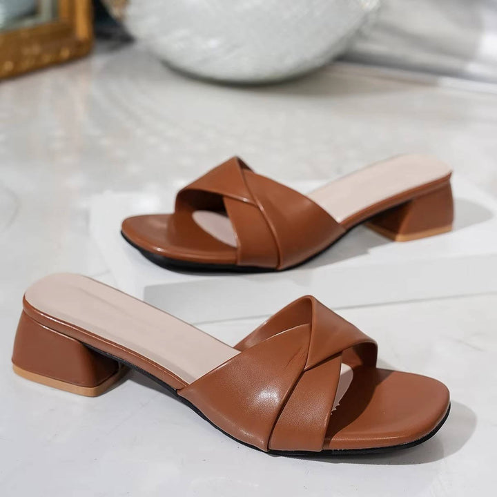 Maris | Women's Cross Strap Block Heel Slide Sandals
