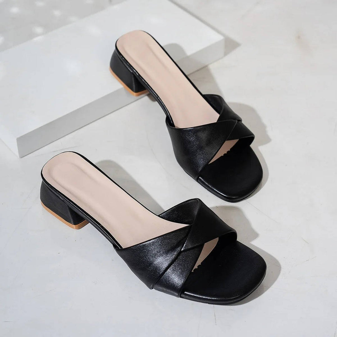 Maris | Women's Cross Strap Block Heel Slide Sandals