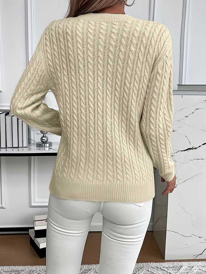 Aeron | Women Crew Cable Knit Pullover