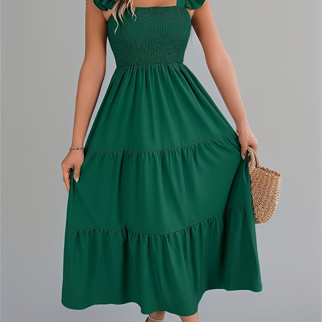 Iris | Women's Wedding Guest Tiered Midi Dress