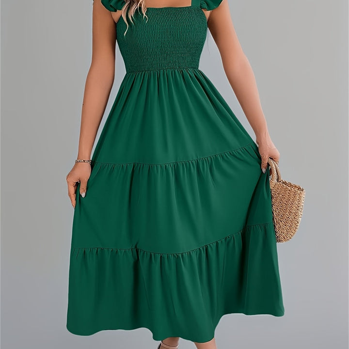 Iris | Women's Wedding Guest Tiered Midi Dress