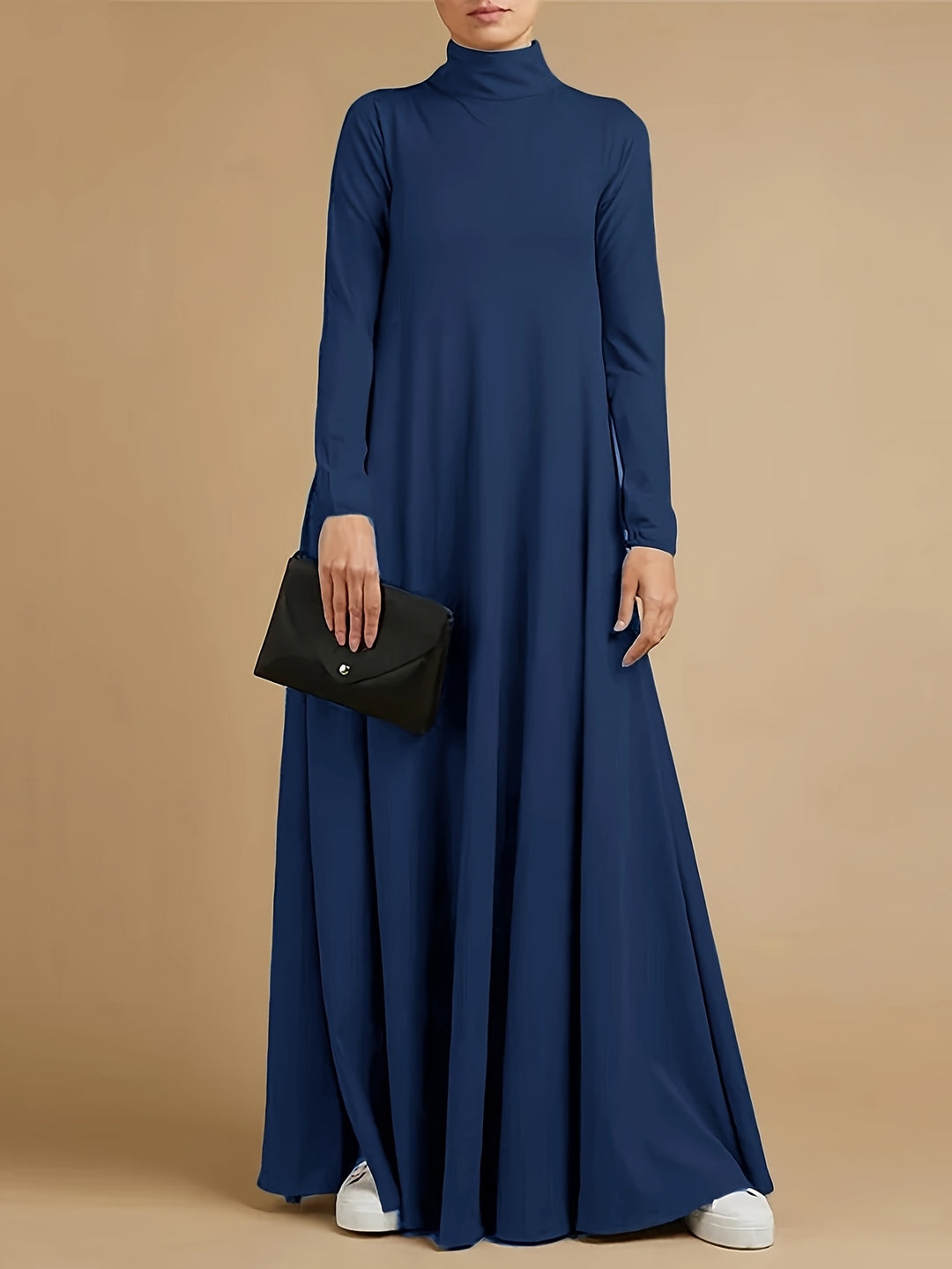 Nancy | Women's Knit High Neck Long Sleeve Casual Maxi Dress