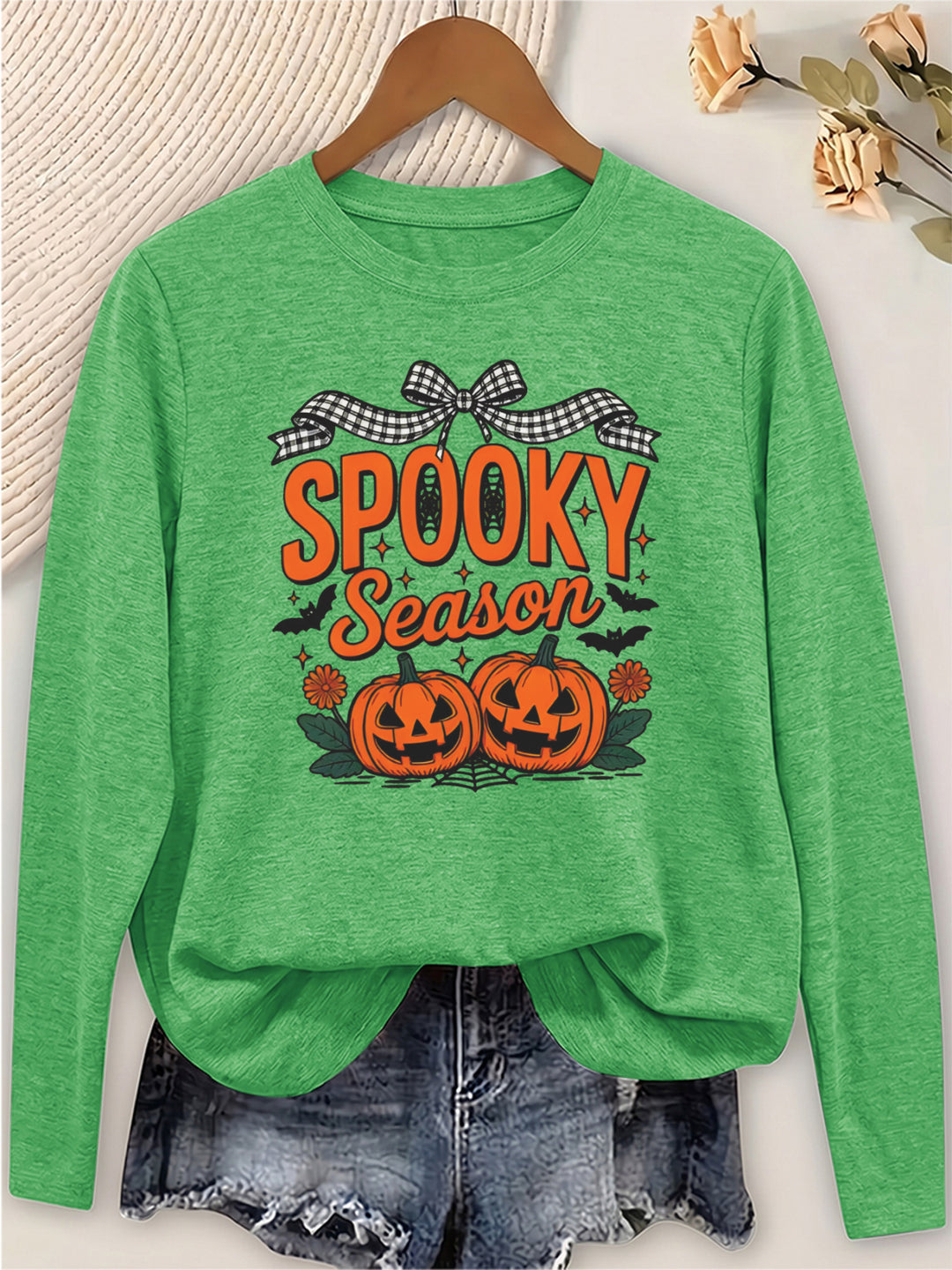 Marlowe | Women's Halloween Sweater Pumpkin Bat Print