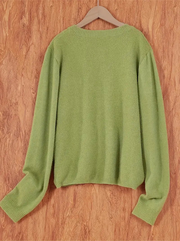 Stylish Cardigan Sweater for Women with Crew Neck Pockets Plus Size Casual Style