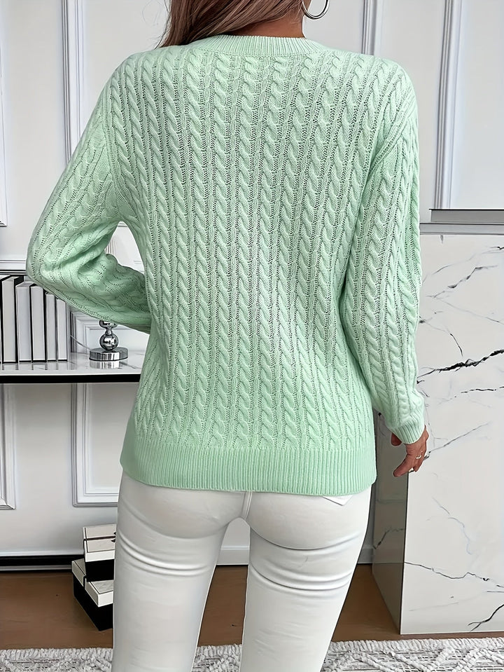 Aeron | Women Crew Cable Knit Pullover