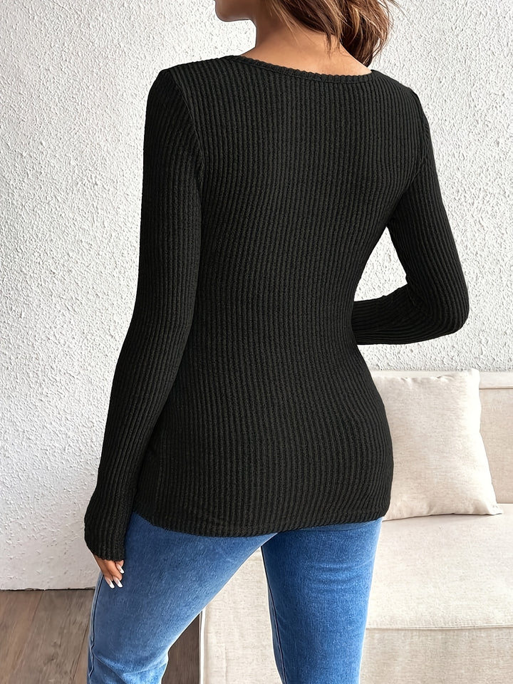 Elegant Beige Knit Maternity Top for Women with Scoop Neck Long Sleeve Plus Size Style