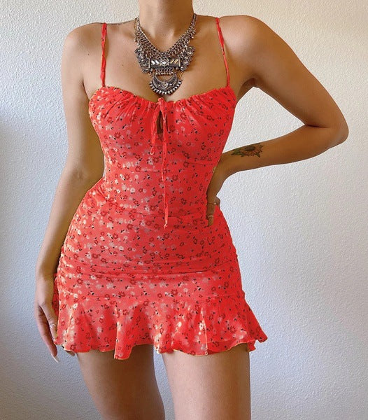 Angharad | Women Floral Ruffle Hem Mini Dress