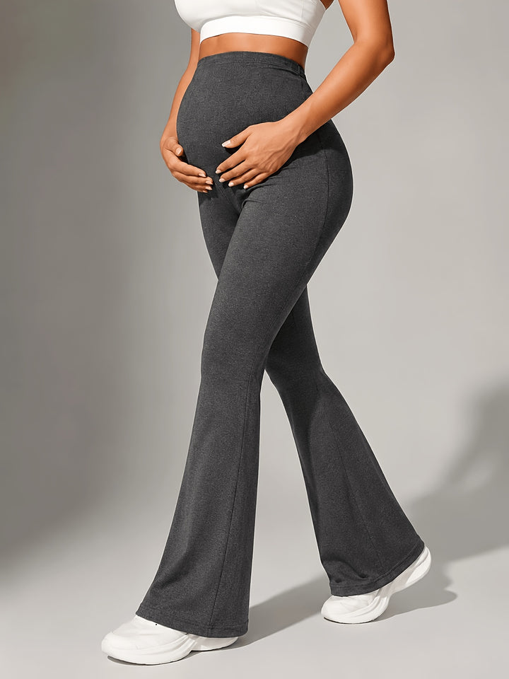 Janet | Women's Gray Knit Flare Casual Maternity Pants