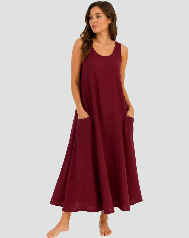 Elegant Linen Bridesmaid Dress for Women with Plus Size Flowy Wedding Style