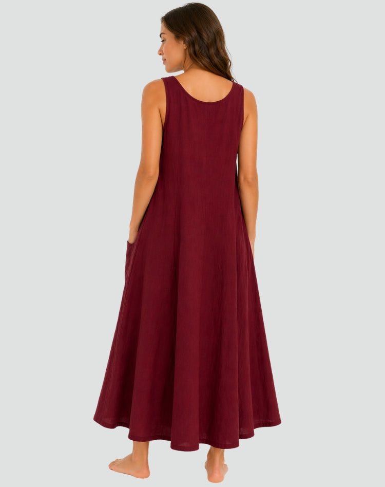 Elegant Linen Bridesmaid Dress for Women with Plus Size Flowy Wedding Style