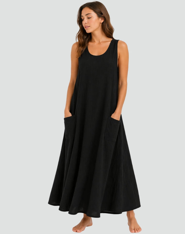 Elegant Linen Bridesmaid Dress for Women with Plus Size Flowy Wedding Style