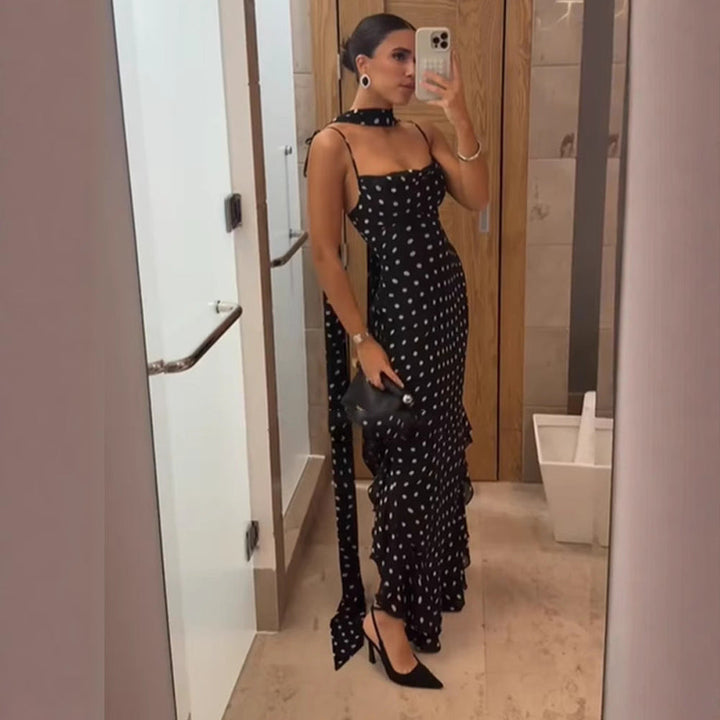 Sabina | Women Polka Dot Scarf Race Day Dress