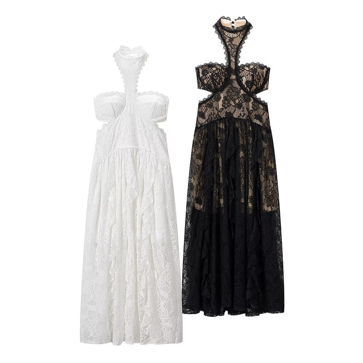 Hero | Women Lace Cutout Halter Wedding Guest Dress