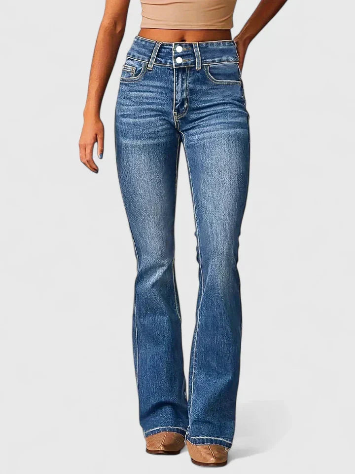Somerhild | Women Double Button Flare Jeans