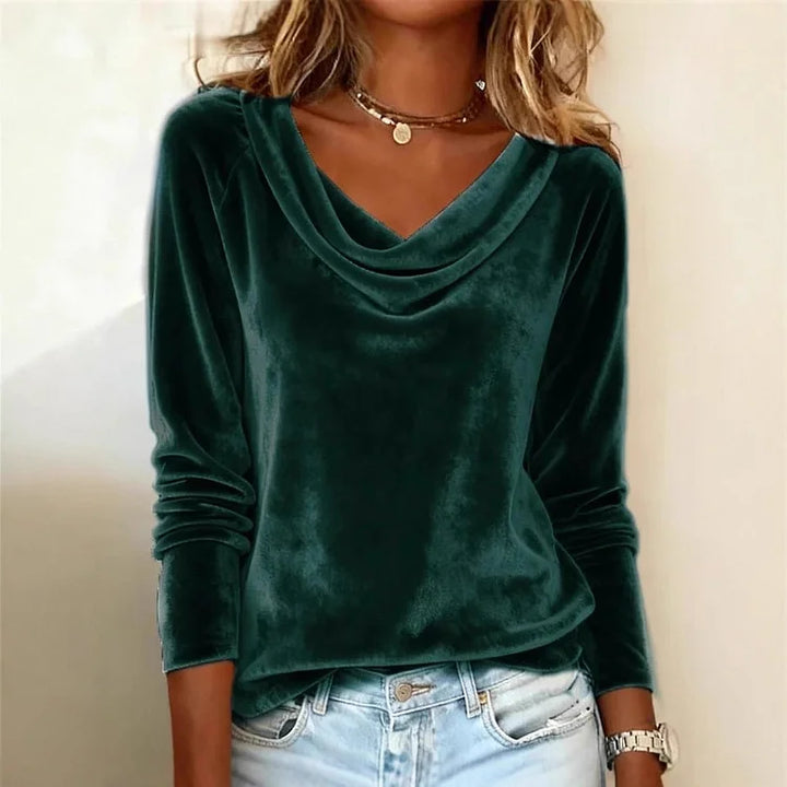 Nimue | Women Velvet Cowl Neck Blouse
