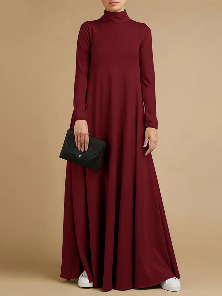 Nancy | Women's Knit High Neck Long Sleeve Casual Maxi Dress
