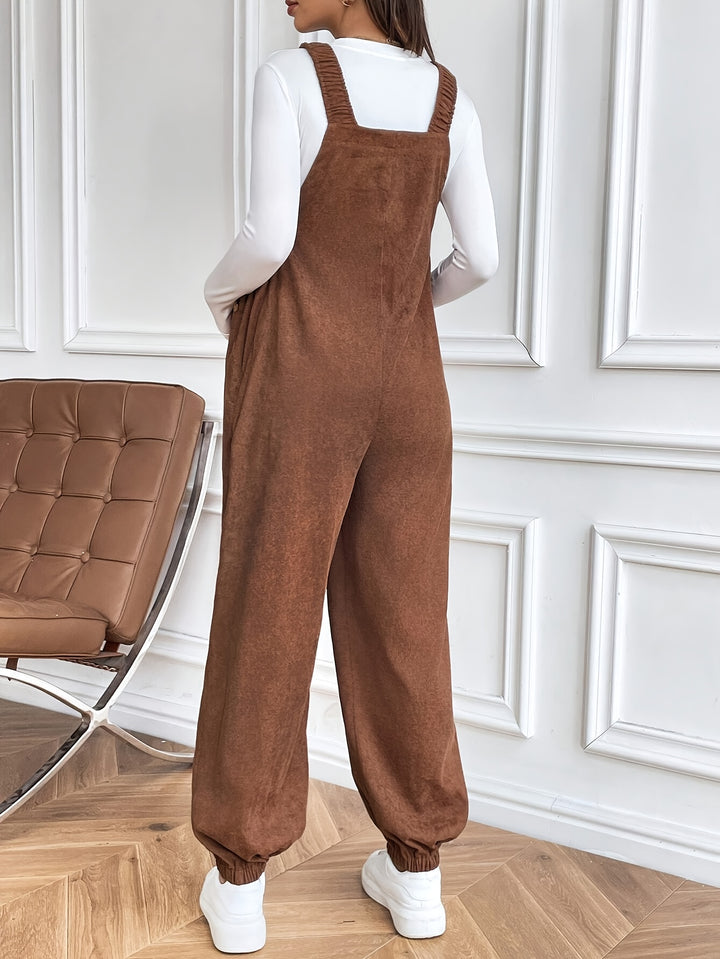 Alice | Women's Corduroy Square Neck Sleeveless Casual Overalls