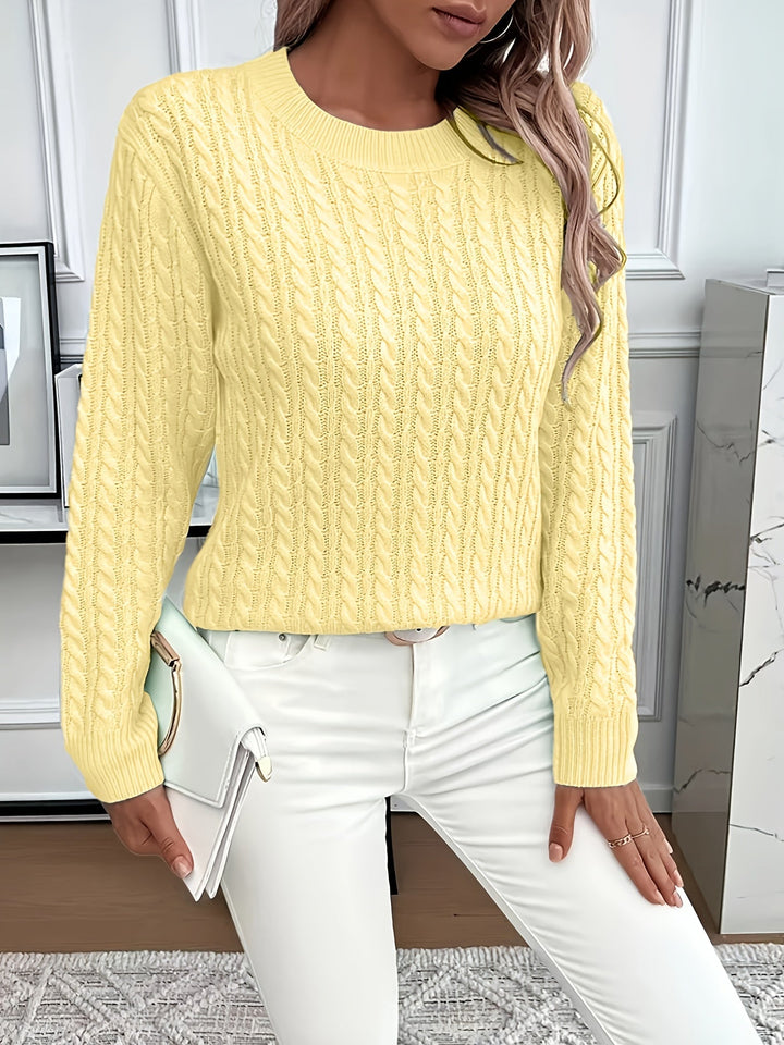 Aeron | Women Crew Cable Knit Pullover