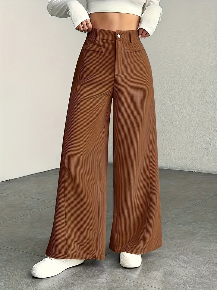 Endelyn | Women High Waist Corduroy Flowy Pants