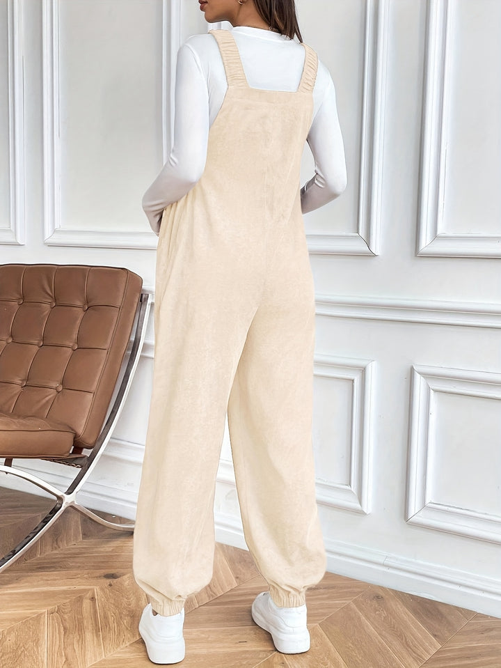 Alice | Women's Corduroy Square Neck Sleeveless Casual Overalls