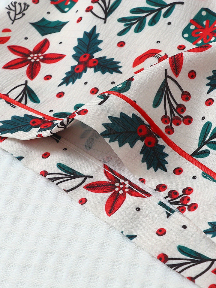 Aisha | Women's Floral Christmas Cotton Pajama Set