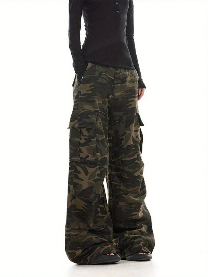 Juliana | Women's Camo Wide Leg Knit Office Cargo Pants