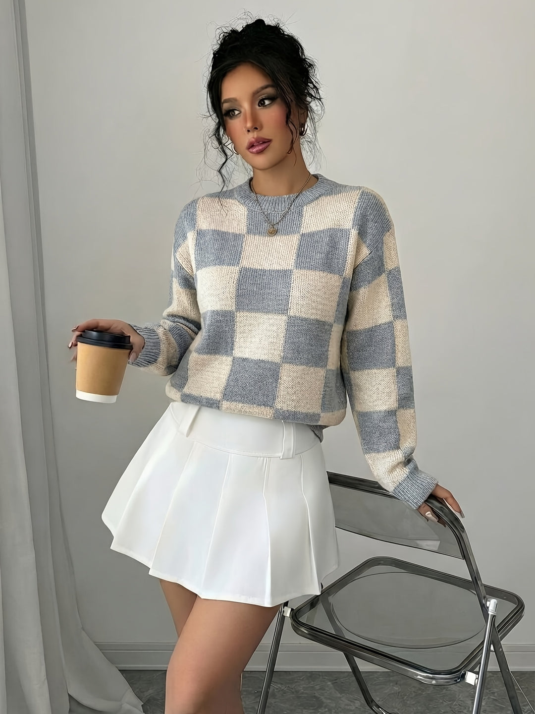 Barbara | Women's Color Block Crew Neck Casual Knit Sweater