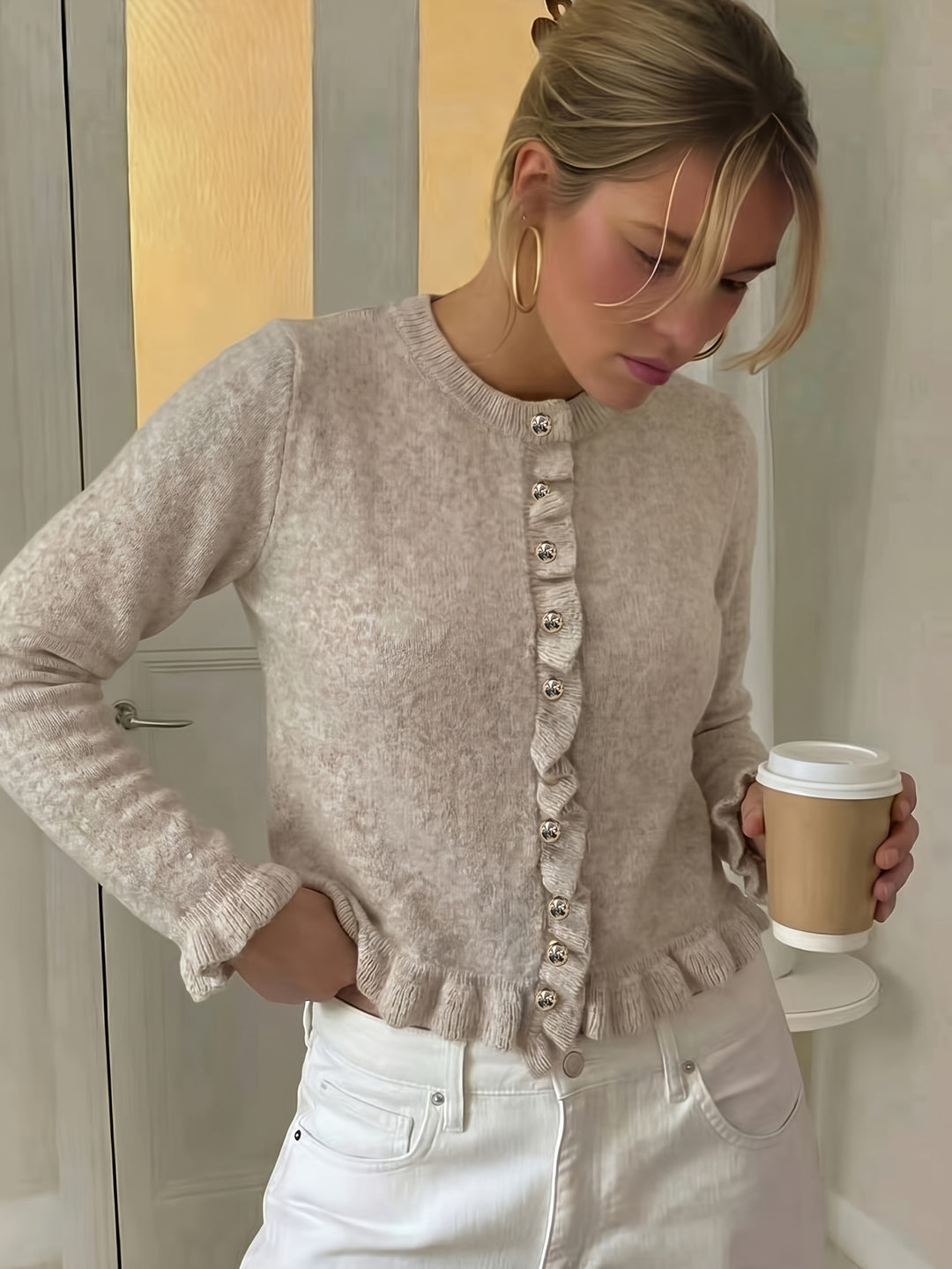 Sharon | Women's Knit Button Front Casual Cardigan