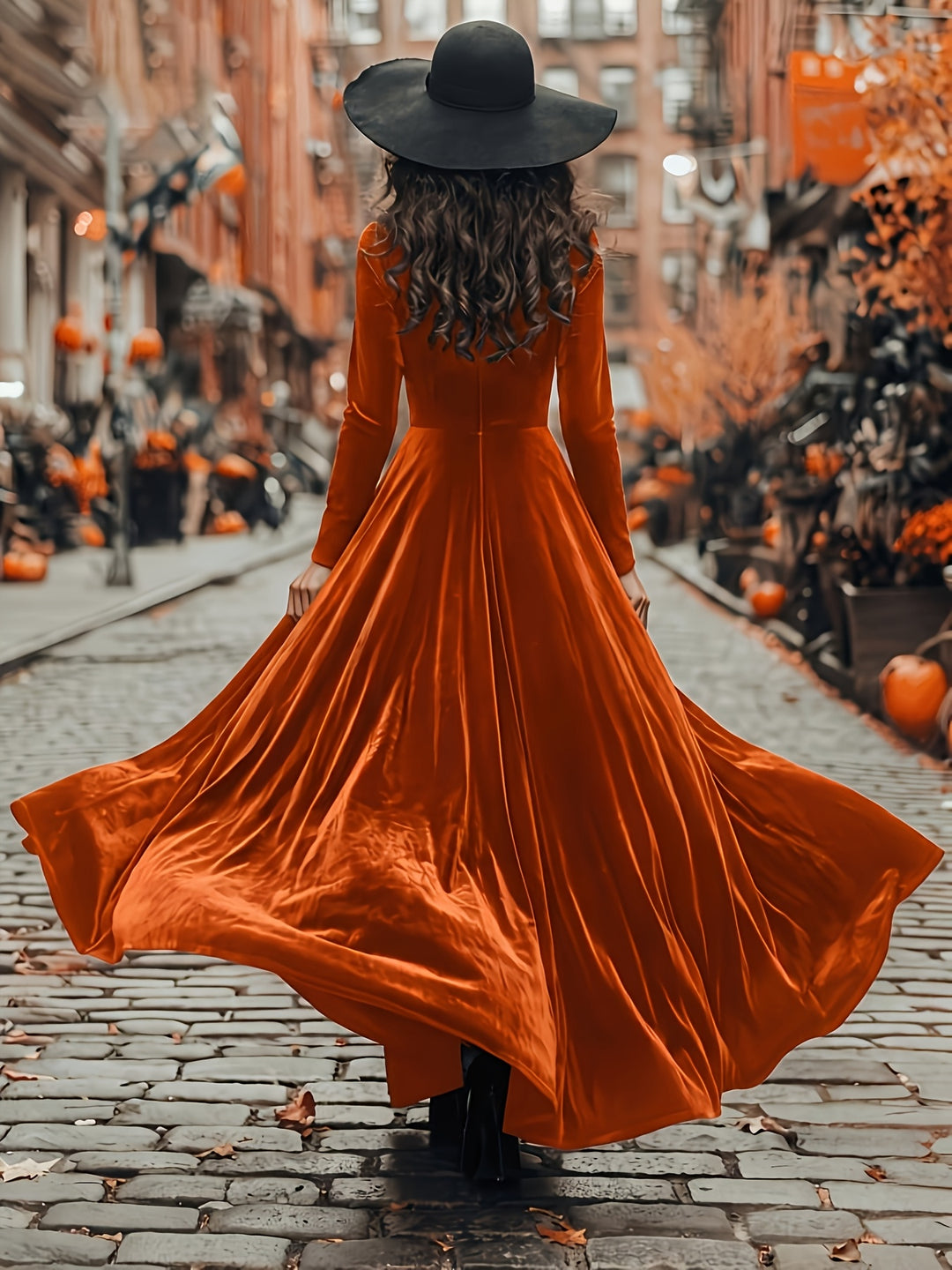 Paisley | Women's Black Plus Size Halloween Velvet Witch Maxi Dress