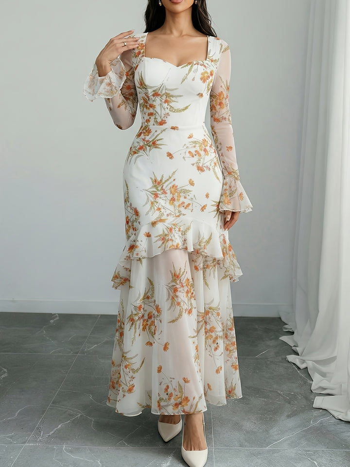 Elegant Black Floral Knit Plus Size Mother of the Bride Dress for Women with Sweetheart Neckline Long Sleeve Wedding Style