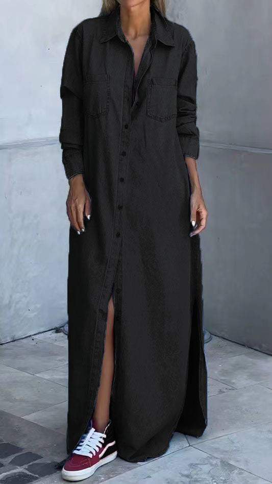 Solveig | Women Long Shirt Denim Dress