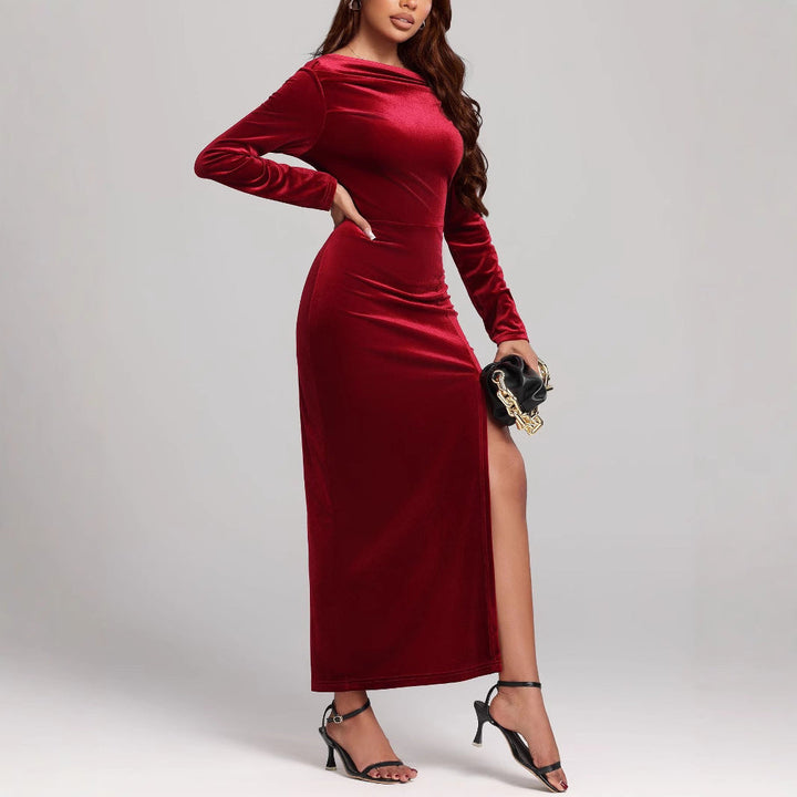 Venetia | Women Velvet Slit Formal Maxi Dress