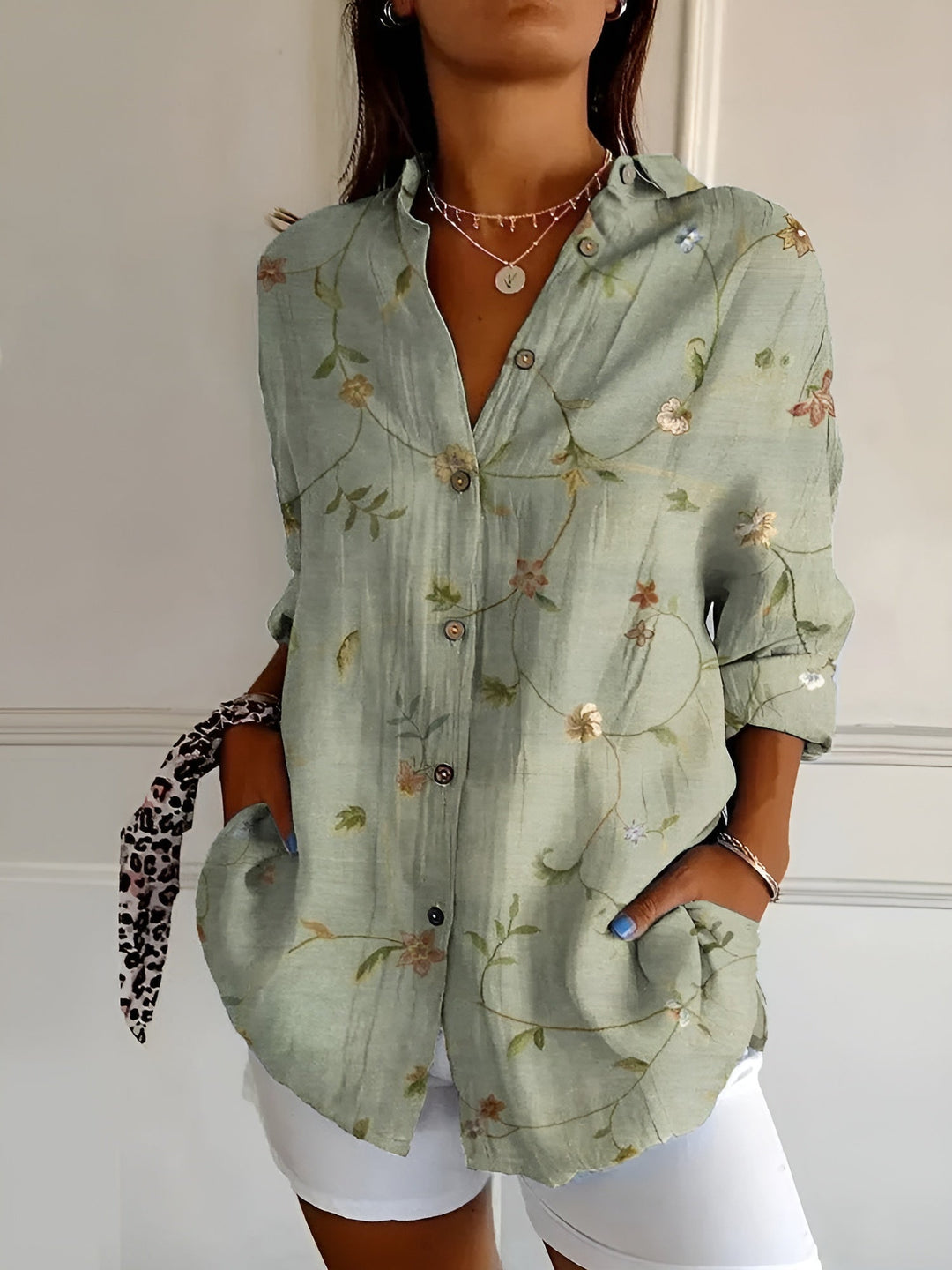 Rhian | Women Floral Print Button Down Shirt