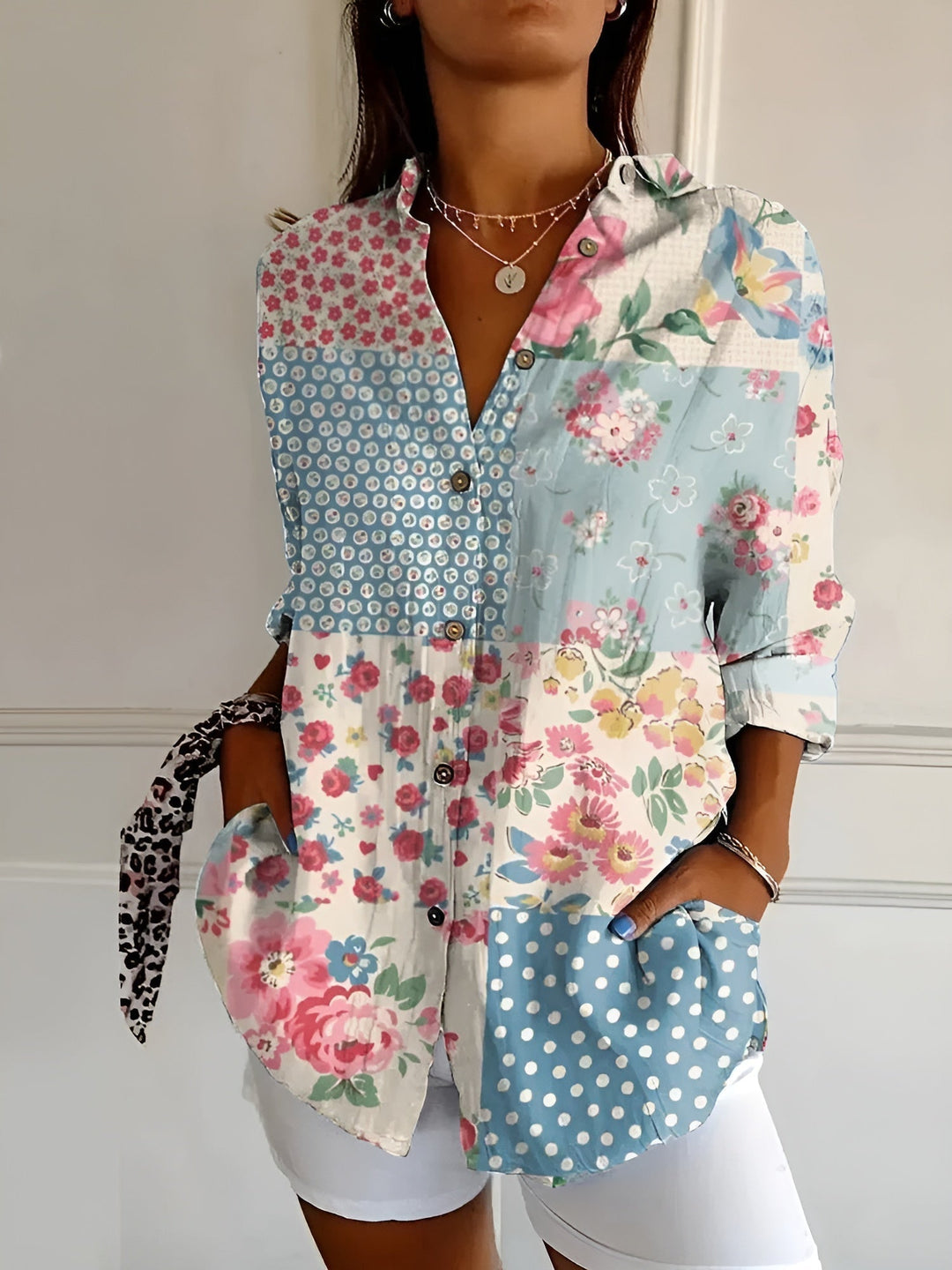 Rhian | Women Floral Print Button Down Shirt