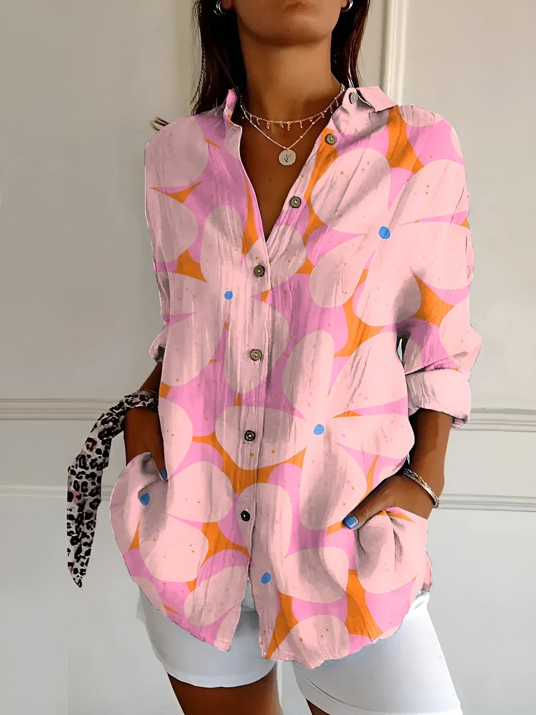 Rhian | Women Floral Print Button Down Shirt