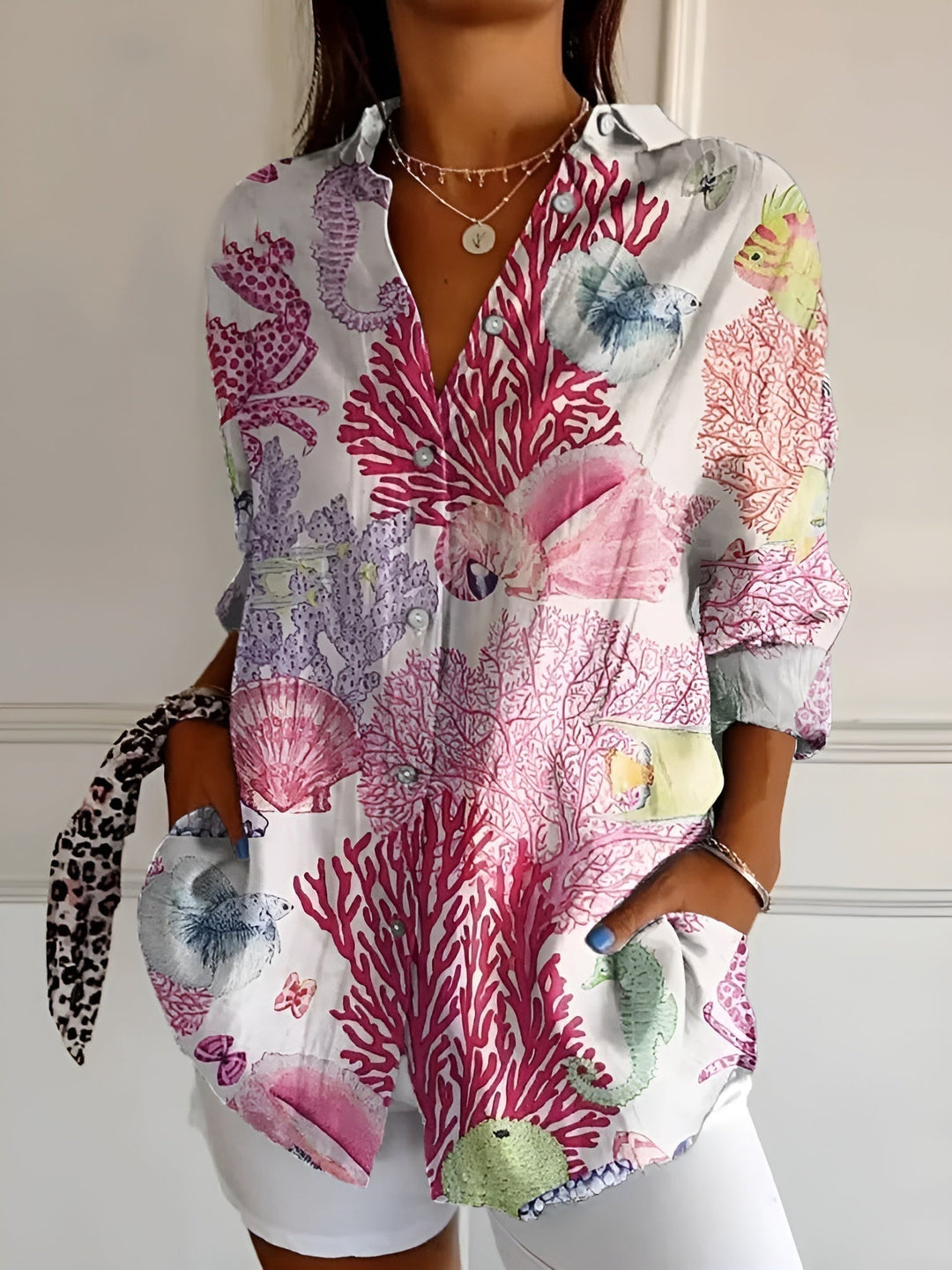 Rhian | Women Floral Print Button Down Shirt