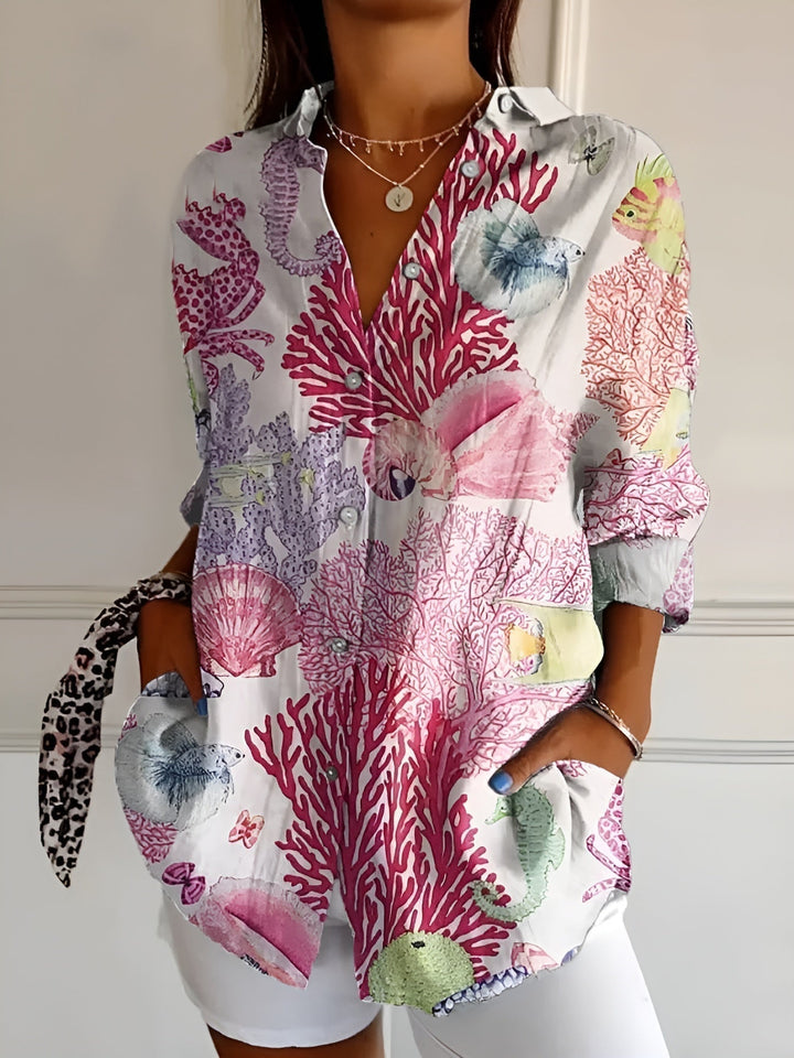 Rhian | Women Floral Print Button Down Shirt