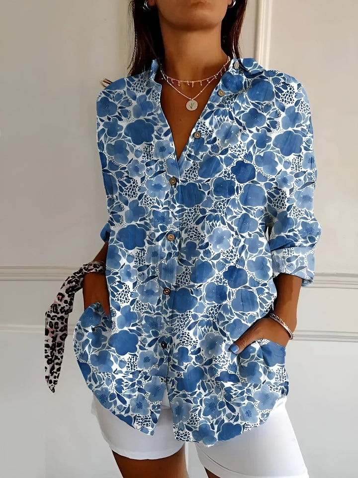 Rhian | Women Floral Print Button Down Shirt